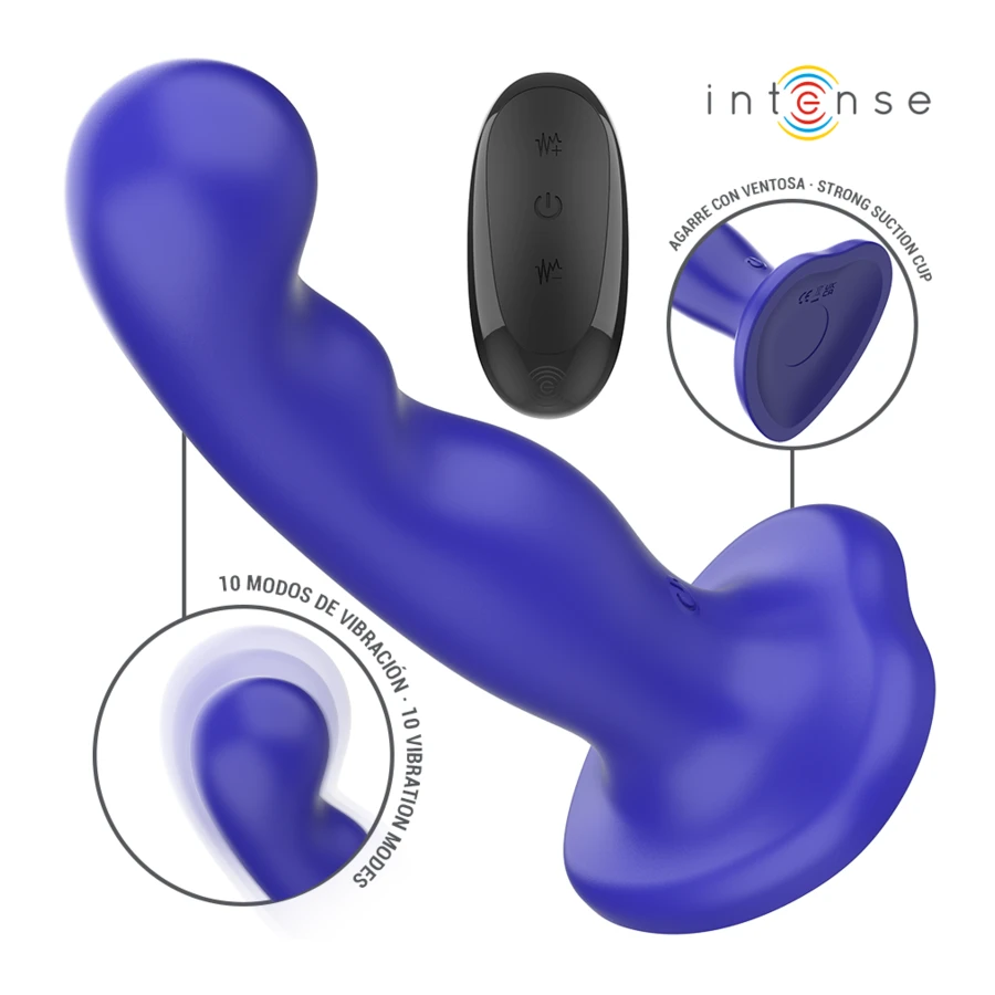 INTENSE - VIBRATORE SHORTY CON VENTOSA TELECOMANDO BLU